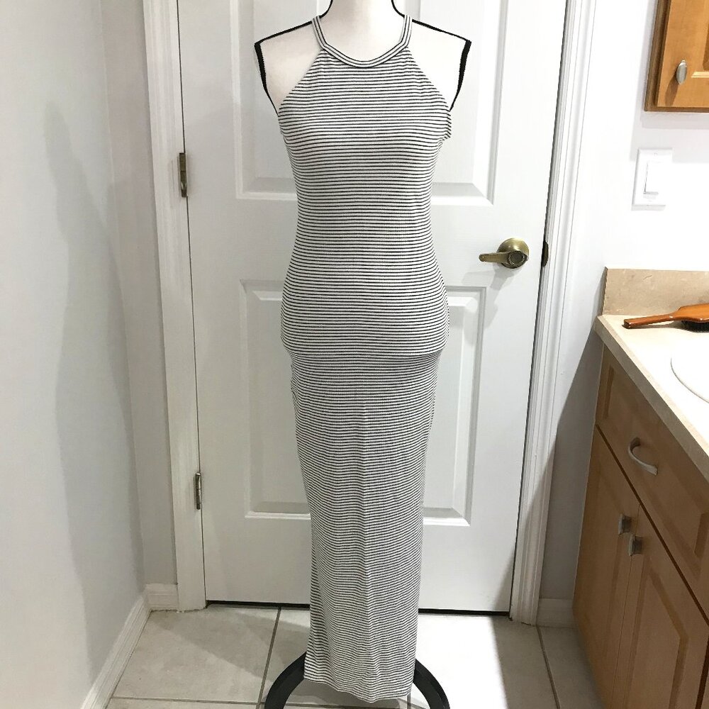 Heart & Hips White and Black Stripes Maxi Dress M